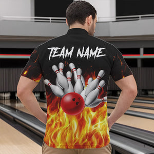 Flame Eagle Mens Bowling Polo, Quarter Zip Shirt Custom team Mens bowling outfit gifts for bowlers NQS9708