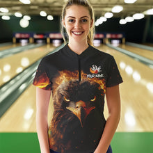 Load image into Gallery viewer, Flame Eagle Women Bowling Polo, Quarter Zip Shirt Custom team ladies bowling outfit gifts for bowlers NQS9708