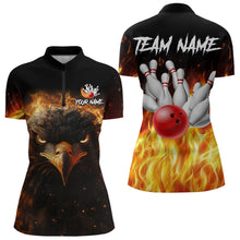 Load image into Gallery viewer, Flame Eagle Women Bowling Polo, Quarter Zip Shirt Custom team ladies bowling outfit gifts for bowlers NQS9708