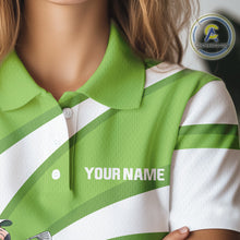 Load image into Gallery viewer, Funny Pink Flamingo Golf Polo Shirts for Women Custom Green and White ladies golf attire NQS11747