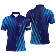 Load image into Gallery viewer, Blue stripes pattern Mens golf polo shirts custom golf shirts for men, best men golf wears NQS7842