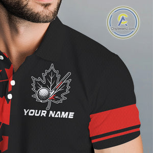 Black and Red maple leaf pattern Men golf polo shirts Custom Canadian Flag patriotic mens golf top NQS10139