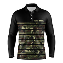 Load image into Gallery viewer, Green golf camo black Mens golf polo shirts custom name golf tops for mens, golfing gifts NQS5952