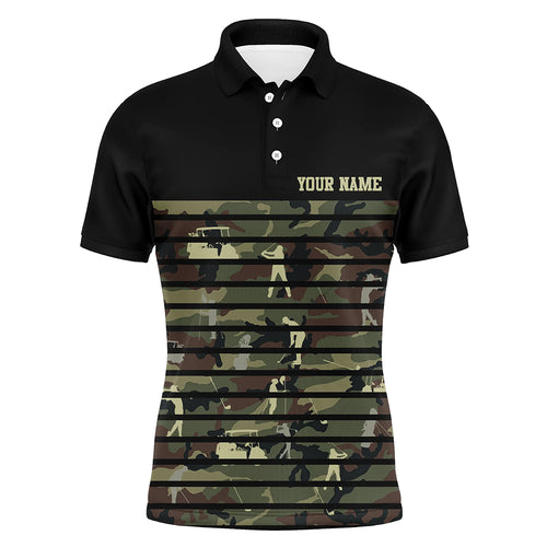 Green golf camo black Mens golf polo shirts custom name golf tops for mens, golfing gifts NQS5952