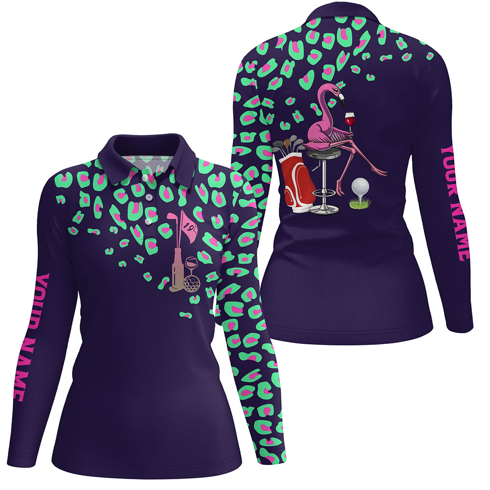 Green leopard Womens golf polo shirt custom purple ladies golf top flamingo golf wine shirts NQS6400