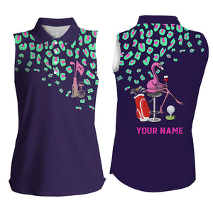 Green leopard Women sleeveless polo shirt custom purple ladies top flamingo golf wine shirts NQS6400