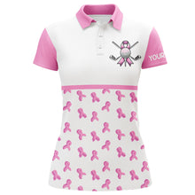 Load image into Gallery viewer, Pink ribbon pattern Women Golf Polo Shirt custom breast cancer awareness month shirt women golf outfit NQS8492