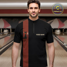 Load image into Gallery viewer, Custom retro bowling shirts Black and Orange Funny Cat Bowling jersey for men Team Bowling Outfit NQS11073