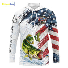 Load image into Gallery viewer, Custom 250 freedom anniversary US Flag Largemouth Bass fishing shirts patriotic Bass fishing jerseys NQS11481