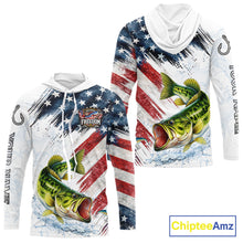 Load image into Gallery viewer, Custom 250 freedom anniversary US Flag Largemouth Bass fishing shirts patriotic Bass fishing jerseys NQS11481