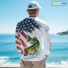 Load image into Gallery viewer, Custom 250 freedom anniversary US Flag Largemouth Bass fishing shirts patriotic Bass fishing jerseys NQS11481
