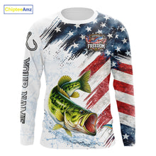 Load image into Gallery viewer, Custom 250 freedom anniversary US Flag Largemouth Bass fishing shirts patriotic Bass fishing jerseys NQS11481