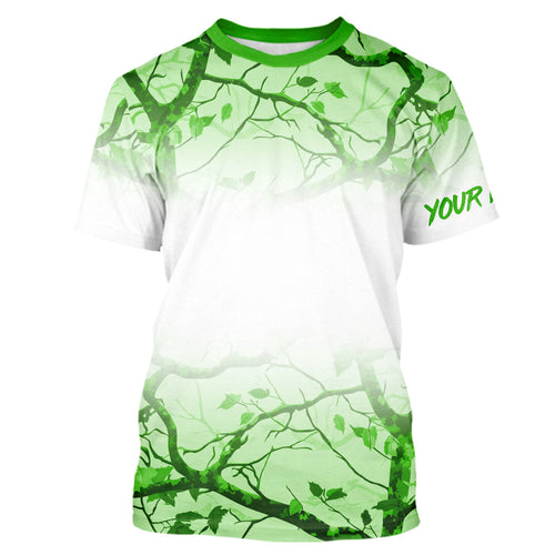 Personalized name White and Green Camo performance long sleeve team fishing tournament shirts NQS9554