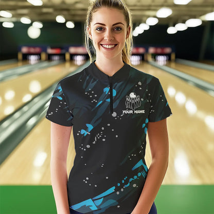 Personalized Blue Camo Bowling Team Shirts For Women Custom Bowling Team jerseys, Gifts For Bowler NQS9718
