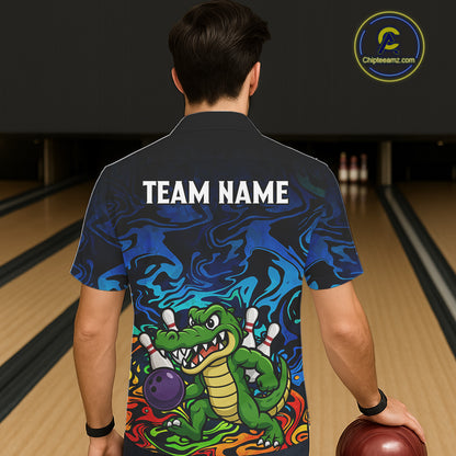 Colorful Funny Alligator Bowling Hawaiian Shirts Custom Bowling Team Jersey, Gift For Bowlers NQS11755