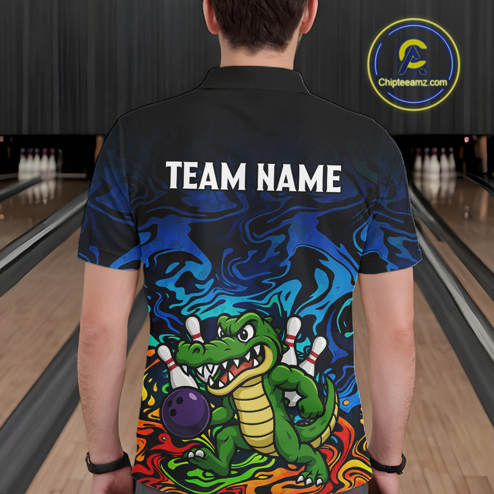 Colorful Funny Alligator Bowling Shirts for Men Custom Bowling Team Jersey, Gift For Bowlers NQS11755