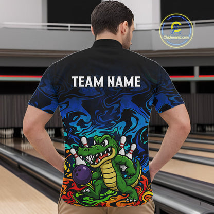 Colorful Funny Alligator Bowling Shirts for Men Custom Bowling Team Jersey, Gift For Bowlers NQS11755