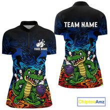 Load image into Gallery viewer, Colorful Funny Alligator Bowling Shirts for Women Custom Bowling Team Jersey, Gift For Bowlers NQS11755