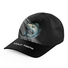 Load image into Gallery viewer, Personalized Black camo Striped Bass Fishing baseball cap, Striper fishing hats for men, women NQS10144
