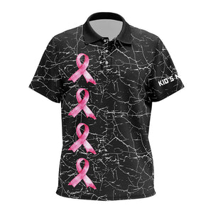 Breast Cancer Awareness kid golf shirts custom black camo pink ribbon Kid golf polos shirts NQS8071