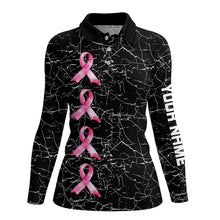 Load image into Gallery viewer, Breast Cancer Awareness ladies golf shirts custom black camo pink ribbon Women golf polo shirts NQS8071