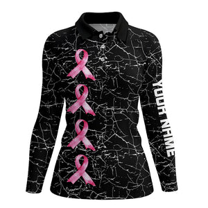 Breast Cancer Awareness ladies golf shirts custom black camo pink ribbon Women golf polo shirts NQS8071