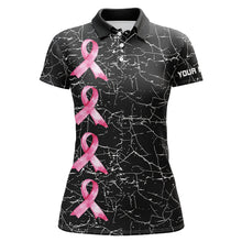 Load image into Gallery viewer, Breast Cancer Awareness ladies golf shirts custom black camo pink ribbon Women golf polo shirts NQS8071