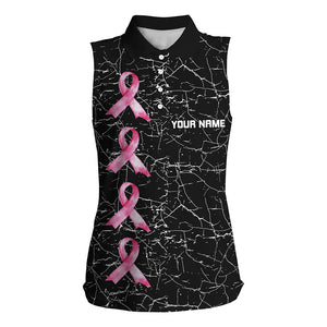 Breast Cancer Awareness golf shirts custom black camo pink ribbon Women sleeveless polo shirt NQS8071