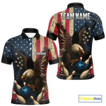Load image into Gallery viewer, Vintage American Flag Eagle Bowling Shirt For Mens Custom Patriotic Retro Team bowling jerseys NQS10475