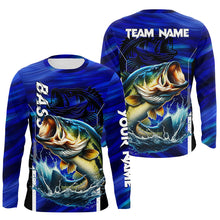 Load image into Gallery viewer, Largemouth Bass Fishing Custom long sleeve performance fishing shirts, team fishing shirt | Blue NQS8501