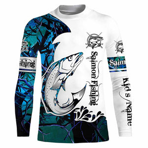 Salmon fishing shirts for men blue camo custom Performance Long Sleeve UV protection fishing shirts NQS1009