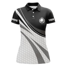 Load image into Gallery viewer, Black and white Women Golf Polo Shirts Custom ladies black golf polo golfer gifts NQS9207