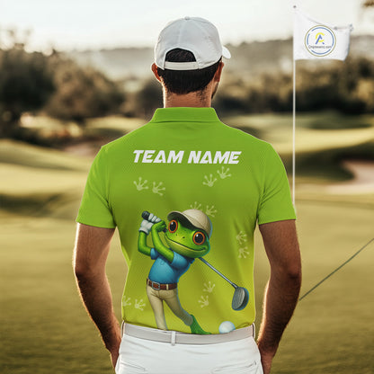 Funny Frog Golf polo shirt for men Custom Green mens golf top, personalized golf gifts NQS11280