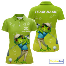 Load image into Gallery viewer, Funny Frog Golf polo shirts for Women Custom Green ladies golf top, personalized golf gifts NQS11280