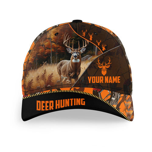 Deer hunting Custom orange camo hunting hat, deer hat Unisex Hunting Baseball hat NQS3065