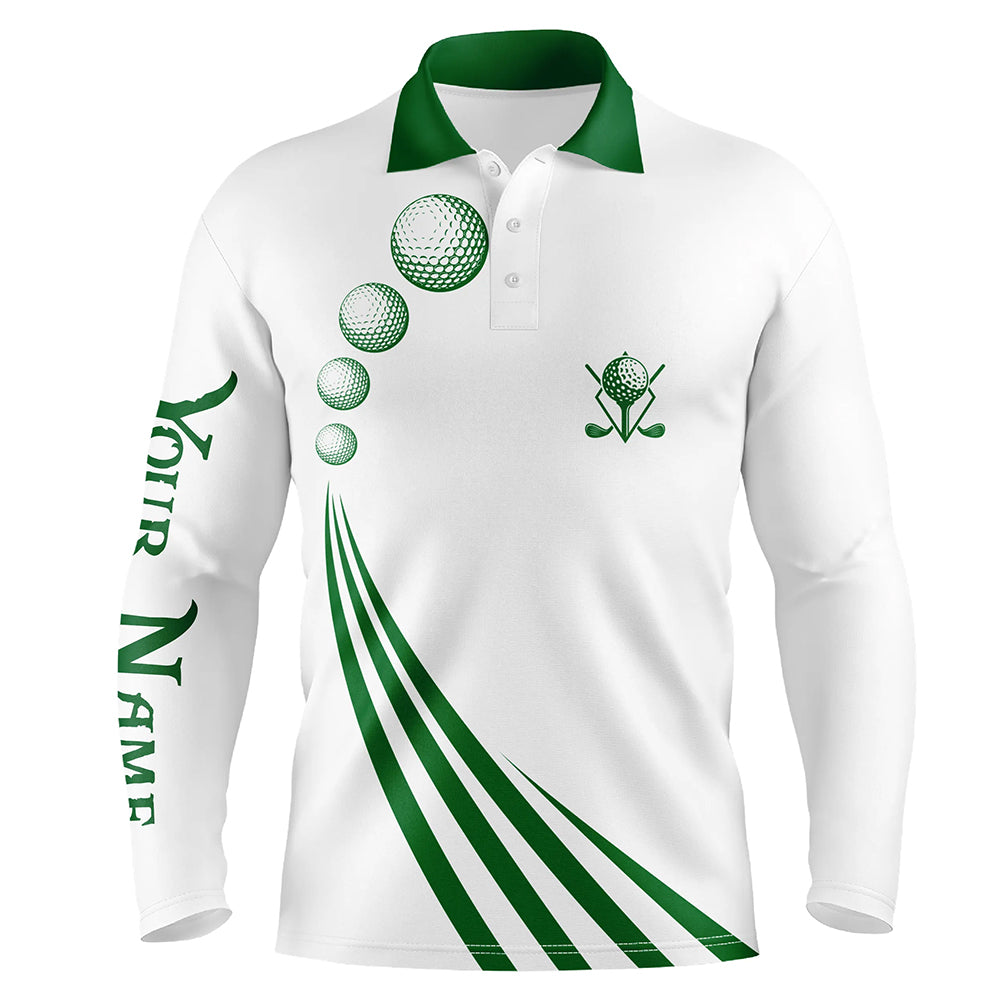 Green and white Mens polo golf shirts custom mens golf ball clothing, personalized golf gifts NQS5776