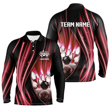 Load image into Gallery viewer, Red and black light Men Polo, 1/4 Quarter Zip Shirts Custom bowling team jerseys, gift for bowlers NQS7860