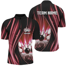 Load image into Gallery viewer, Red and black light Men Polo, 1/4 Quarter Zip Shirts Custom bowling team jerseys, gift for bowlers NQS7860