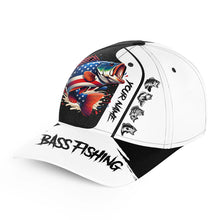 Load image into Gallery viewer, Bass Fishing 3D American Flag patriotic Custom fishing hat Unisex Fishing Baseball Angler hat NQS2229