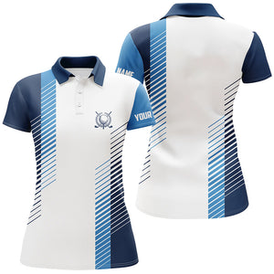 White and blue Womens golf polo shirts custom golf ball shirts for women ladies golf top NQS6162