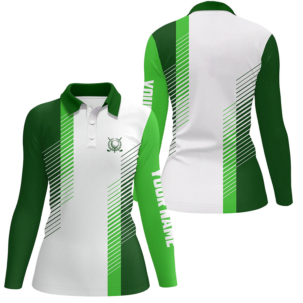 White and green Womens golf polo shirts custom golf ball shirts for women ladies golf top NQS6163