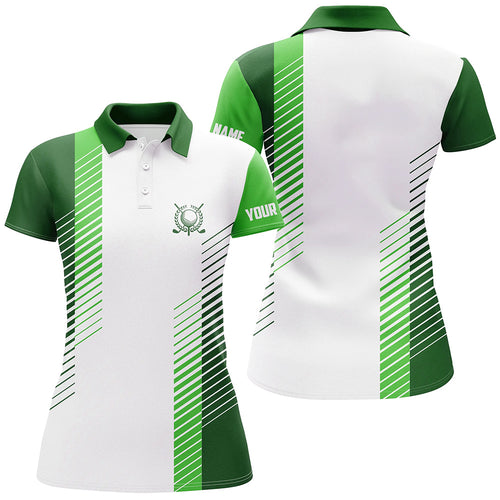 White and green Womens golf polo shirts custom golf ball shirts for women ladies golf top NQS6163