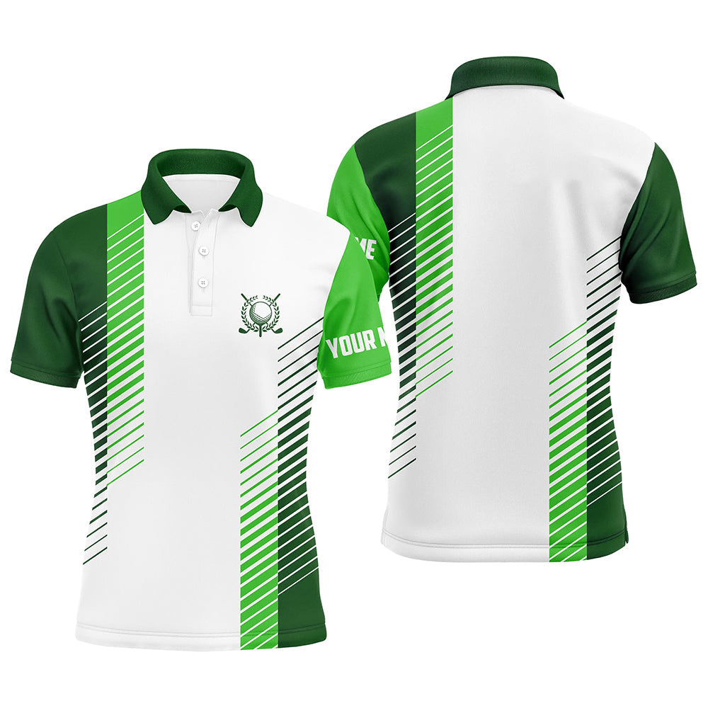 White and green Mens golf polo shirts custom golf ball shirt for men, best men golf wear NQS6163