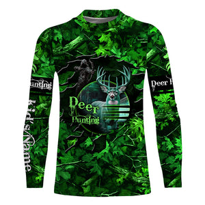 Country Girl Deer hunting green camo Custom Name all over printed shirts, Hunting gift for hunter girl NQS4373