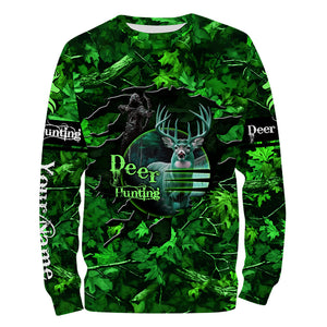 Country Girl Deer hunting green camo Custom Name all over printed shirts, Hunting gift for hunter girl NQS4373