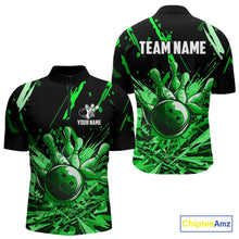 Load image into Gallery viewer, Green bowling jerseys Bowling Polo, 1/4 Zip Shirt for Men Custom Bowling Team shirts for bowlers NQS11084