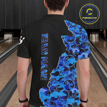 Load image into Gallery viewer, Black and Blue Camo Team Bowling Shirts For Men Custom bowling shirts with name, Team Bowling Jerseys NQS11508