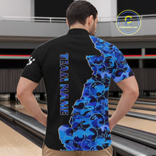 Load image into Gallery viewer, Black and Blue Camo Team Bowling Shirts For Men Custom bowling shirts with name, Team Bowling Jerseys NQS11508