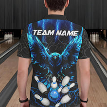 Load image into Gallery viewer, Custom Blue Lightning Thunder Eagle Mens Bowling Shirts Black Bowling Camo Team Jersey Outfits NQS9578
