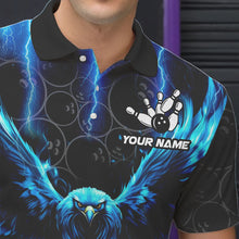 Load image into Gallery viewer, Custom Blue Lightning Thunder Eagle Mens Bowling Shirts Black Bowling Camo Team Jersey Outfits NQS9578
